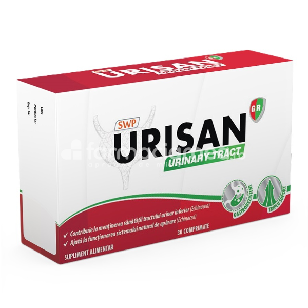 Infecții urinare - Urisan Urinary Tract,  30 comprimate, Sun Wave, farmaciamea.ro