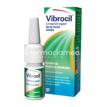 Decongestionant nazal OTC - Vibrocil 2.5mg/0.25mg/ml spray nazal x 15ml, farmaciamea.ro