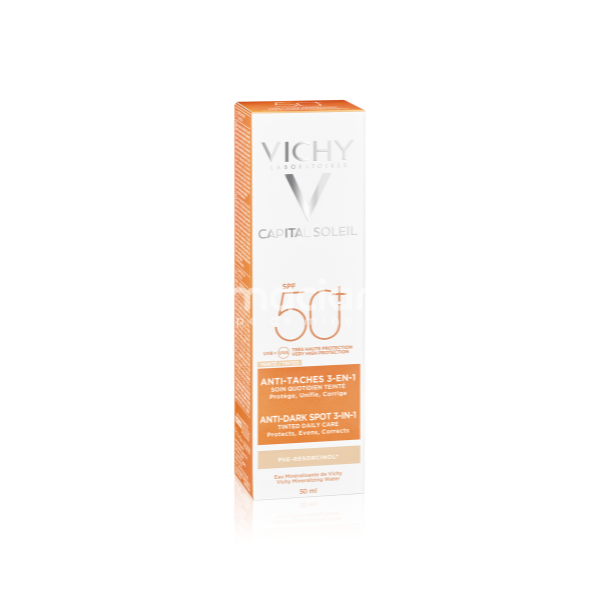 Protecție solară - Vichy Capital Soleil Crema colorata 3 in 1 anti-pete pigmentare SPF50+, 50ml, farmaciamea.ro