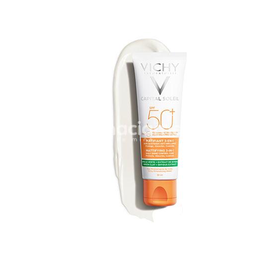 Protecție solară - Vichy Capital Soleil Crema matifianta 3 in 1 anti-stralucire SPF50+, 50ml, farmaciamea.ro