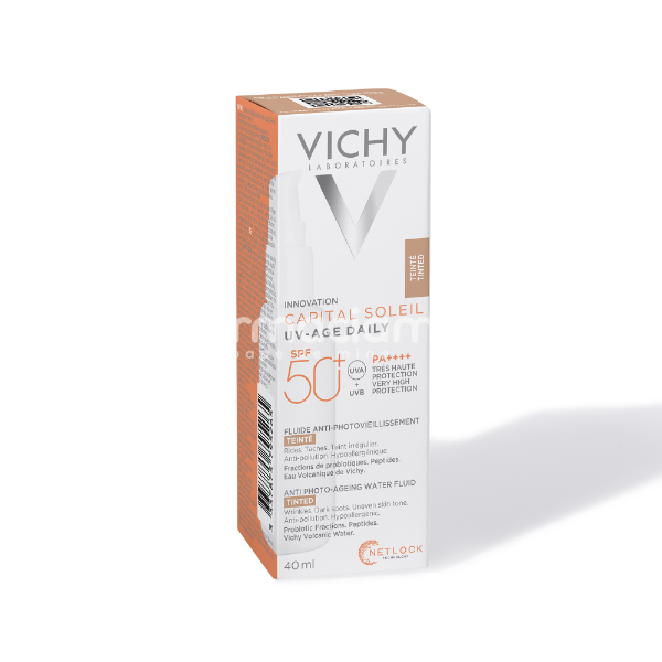 Îngrijire ten - Vichy Capital Soleil UV Age Daily Fluid Colorat SPF50+, 40 ml, farmaciamea.ro
