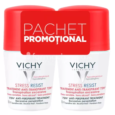 Îngrijire corp - Vichy Deo Pachet roll-on Stress resist, 50 ml, 2 roll-on, farmaciamea.ro