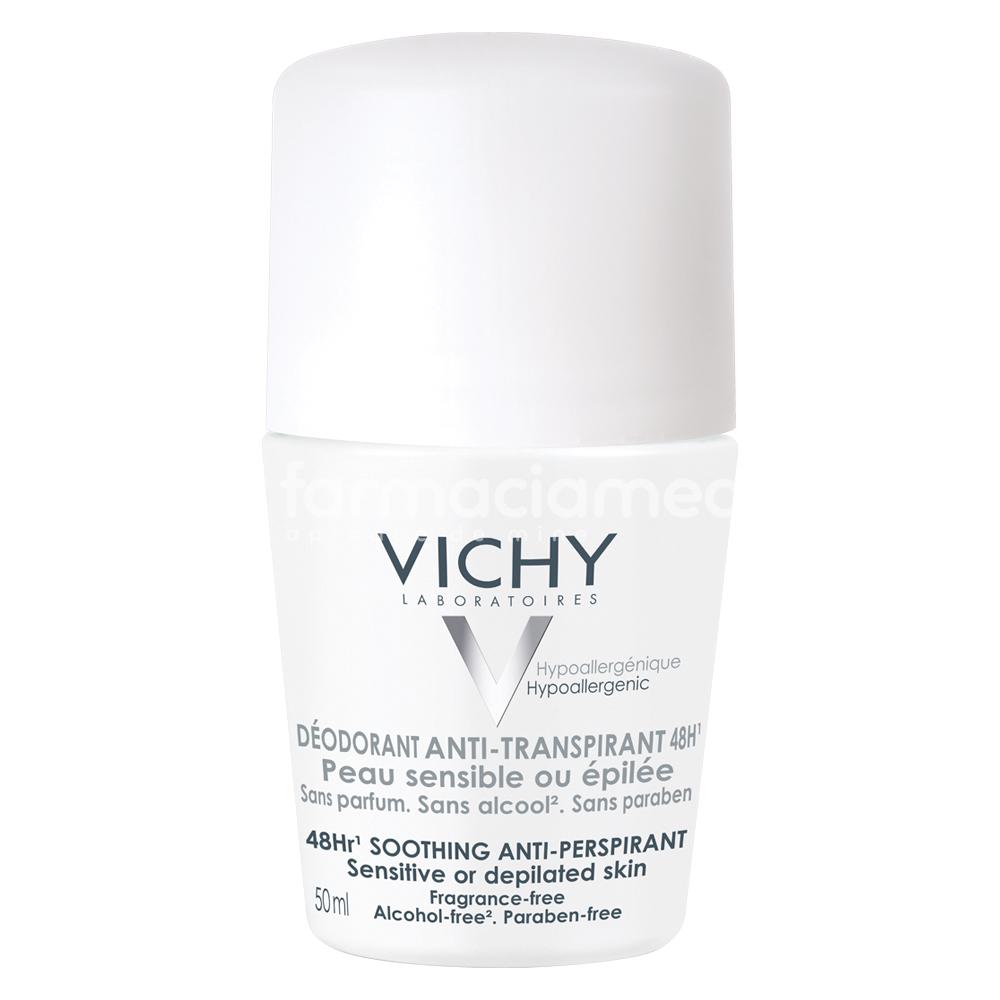 Îngrijire corp - Vichy Deo roll-on Antiperspirant cu eficacitate 48h fara parfum, 50 ml, farmaciamea.ro