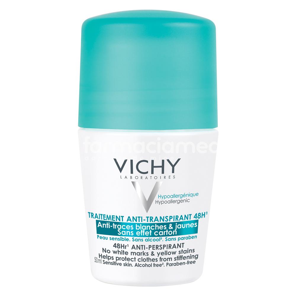 Îngrijire corp - Vichy Deo roll-on Antiperspirant eficacitate 48h anti-urme, 50 ml, farmaciamea.ro