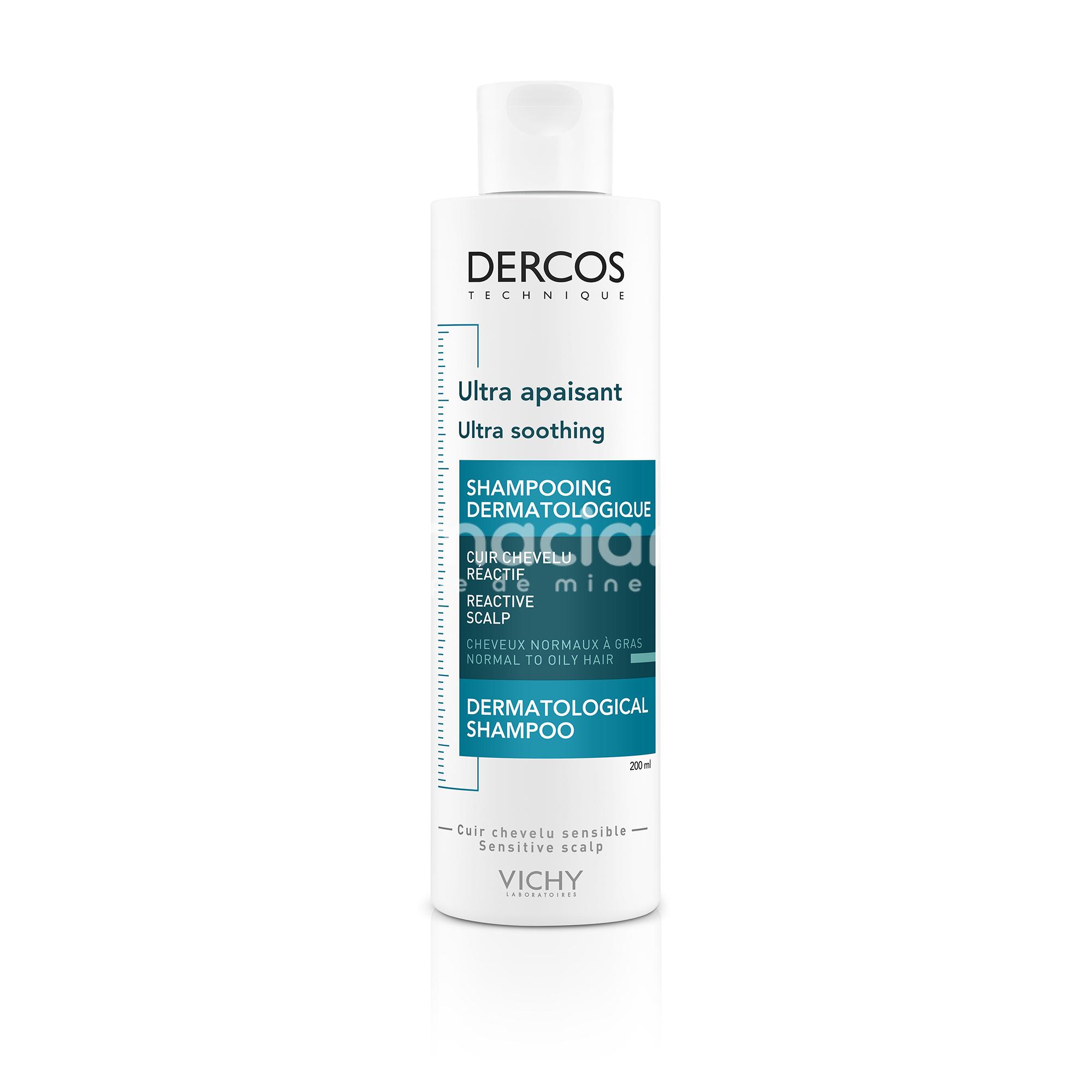Îngrijire scalp - Vichy Dercos sampon Ultra Calmant scalp sensibil si par normal pana la gras, 200 ml, farmaciamea.ro