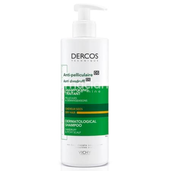 Îngrijire scalp - Vichy Dercos Sampon Tratament Anti-matreata Potrivit Pentru Parul Uscat, 390 ml, farmaciamea.ro