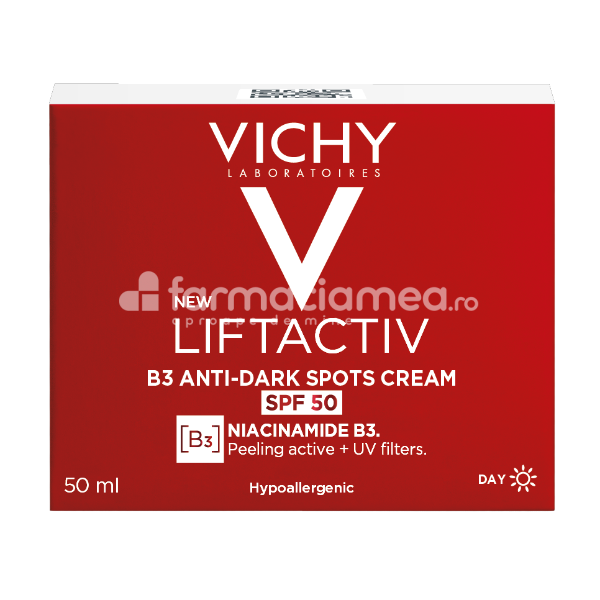Îngrijire ten - Vichy Liftactiv Crema de zi anti-pete pigmentare brune cu niacinamida B3 SPF50, 50ml, farmaciamea.ro