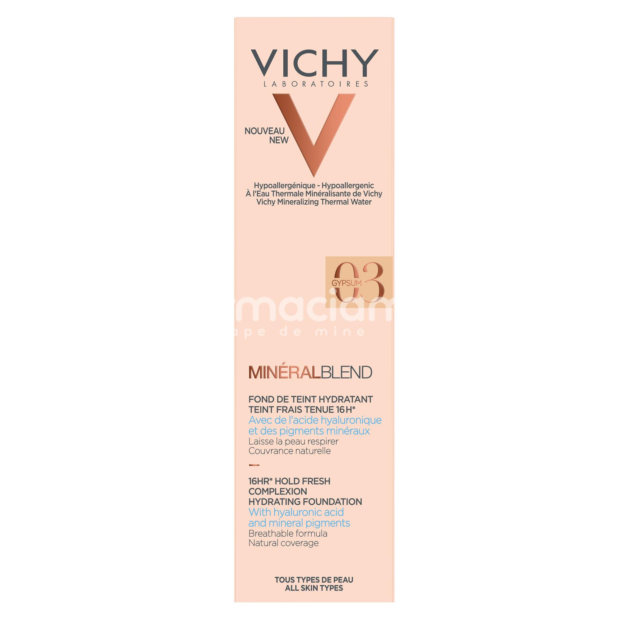 Îngrijire ten - Vichy Mineralblend fond de ten cu acid hialuronic si pigmenti minerali 03, 30 ml, farmaciamea.ro