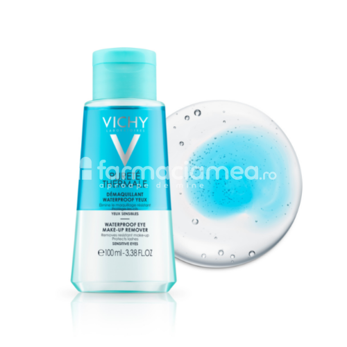 Îngrijire ten - Vichy Purete Thermale Demachiant bifazic waterproof pentru zona ochilor, 100 ml, farmaciamea.ro