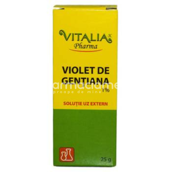 Consumabile medicale - Violet de gentiana 1%, dezinfectant, antiseptic, fungicid, 25g, Vitalia Pharma, farmaciamea.ro