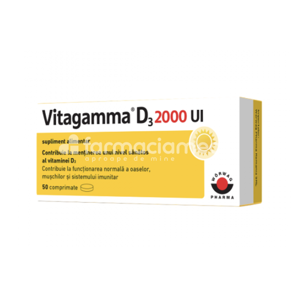 Imunitate - Vitagamma D3 2000UI, 50 comprimate, Worwag Pharma, farmaciamea.ro