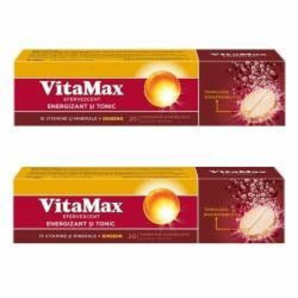 Minerale și vitamine - Vitamax Efervescent, 20 comprimate, pachet promo 1+1, Perrigo, farmaciamea.ro