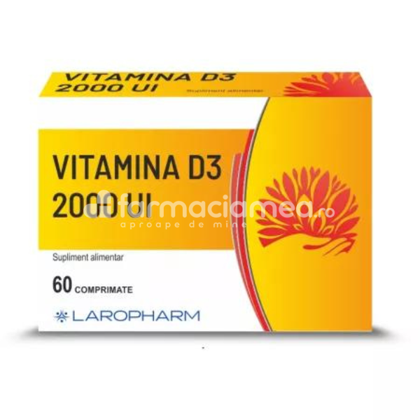 Minerale și vitamine - Vitamina D3 2000UI, 60cpr, Laropharm, farmaciamea.ro