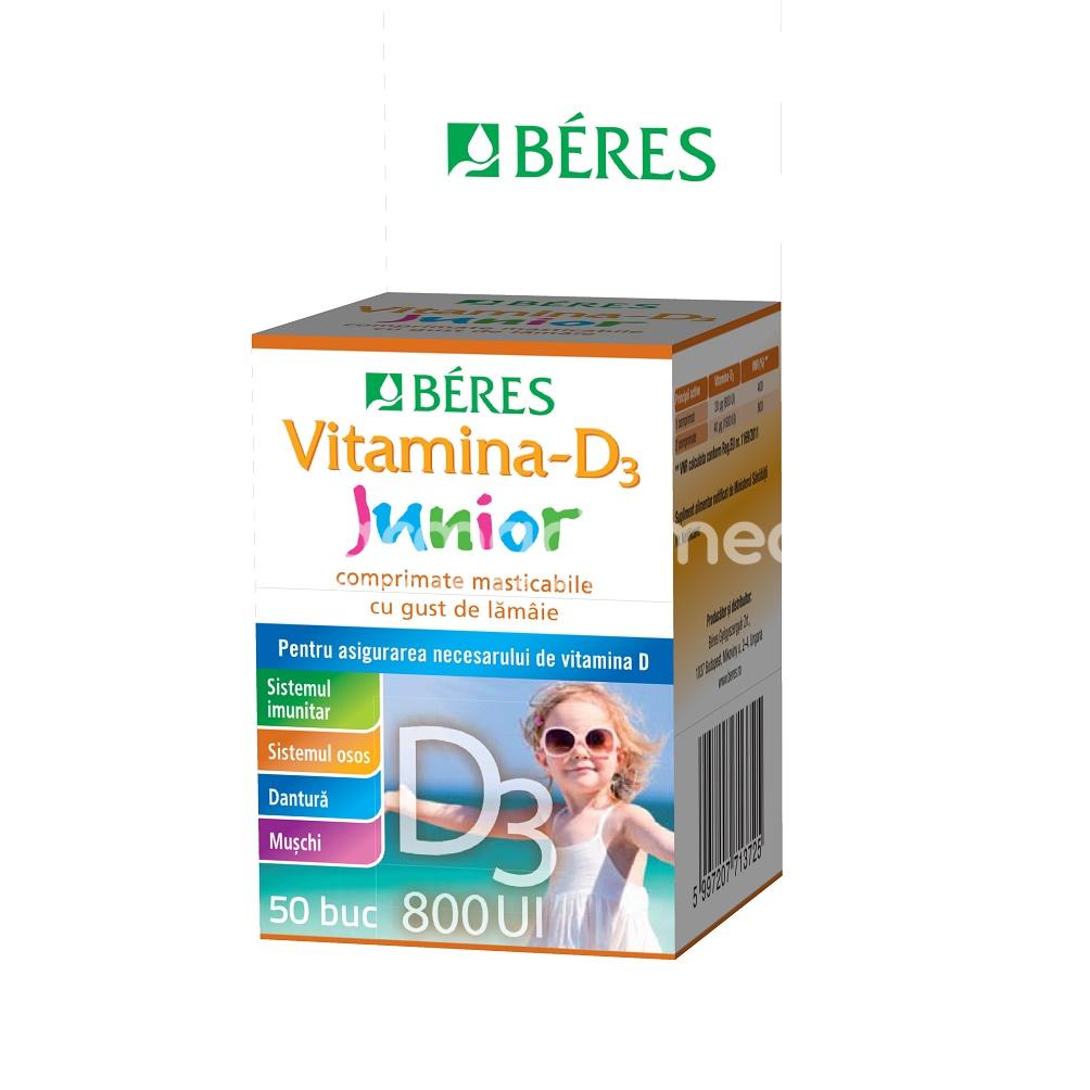 Vitamine și minerale copii - Vitamina D3 800UI, 50 comprimate masticabile, Beres, farmaciamea.ro