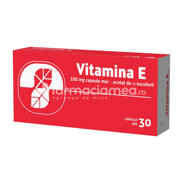 Vitamine și minerale OTC - Vitamina E, indicat in tratamentul carentei de vitamina E, 30 capsule moi, Biofarm, farmaciamea.ro