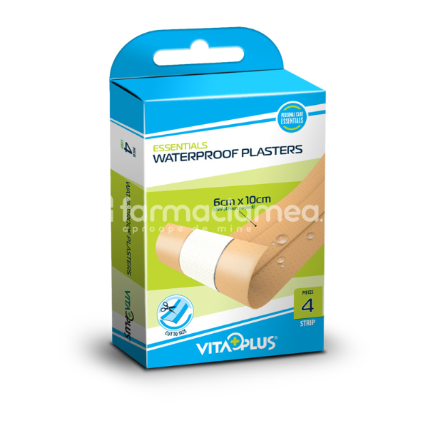Plasturi, leucoplast și pansamente - Vitaplus Plasturi Banda Impermeabili 6x10cm VP61201, 4 bucati, farmaciamea.ro