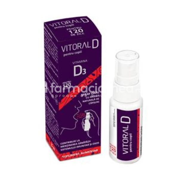 Imunitate copii - Spray oral pentru copii Vitoral D, vitamina D, 25ml, Vitalogic, farmaciamea.ro