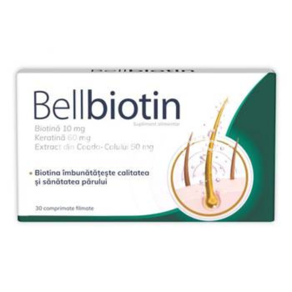 Suplimente alimentare - Bellbiotin, pentru sanatatea parului, 30 comprimate filmate, Zdrovit, farmaciamea.ro
