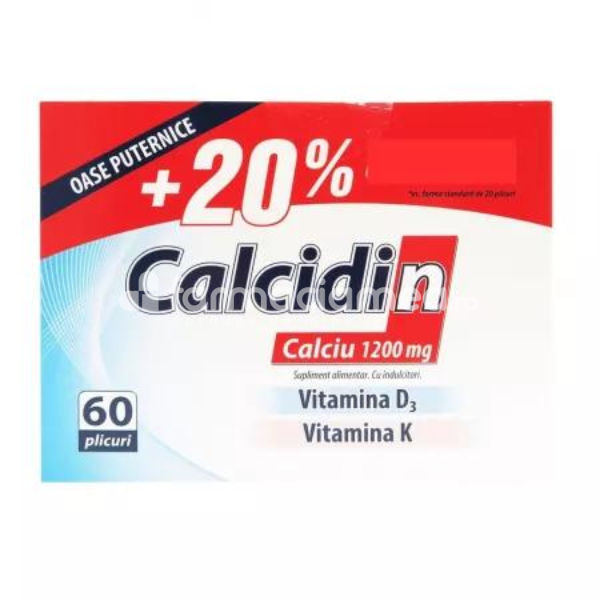 Afecțiuni osteoarticulare şi musculare - Calcidin pentru oase puternice, 60 plicuri + 20% Cadou Zdrovit, farmaciamea.ro