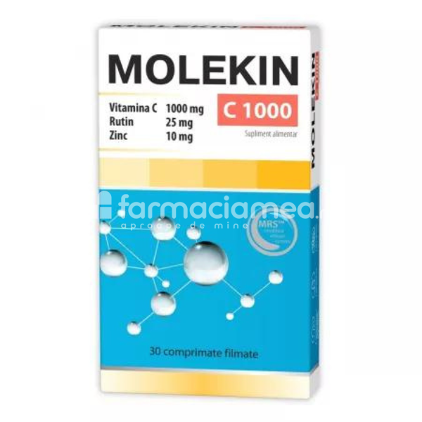 Imunitate - Molekin Vit C 1000 cu Rutin si Zn, 30cpr film, Zdrovit, farmaciamea.ro