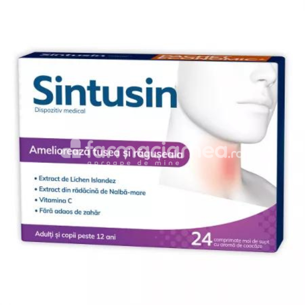 Afecțiuni ale aparatului respirator - Sintusin pentru tuse si raguseala, 24 comprimate moi de supt Zdrovit , farmaciamea.ro