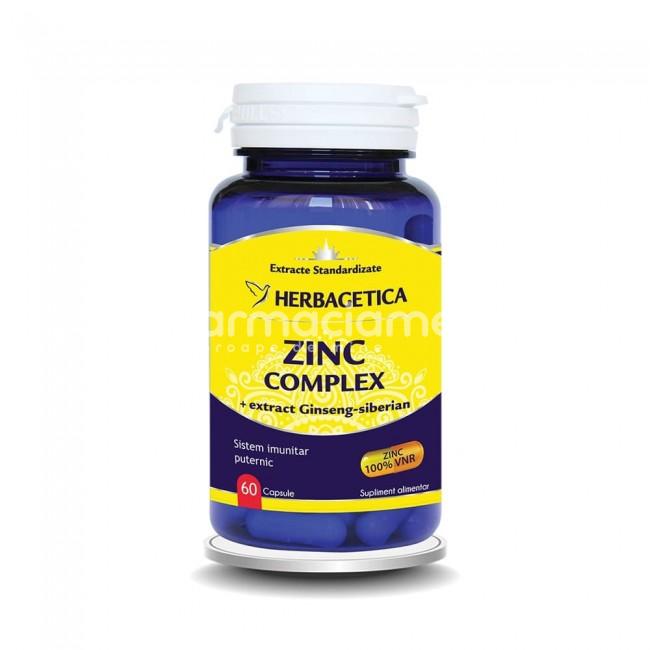 Minerale și vitamine - Zinc Complex, 60 capsule, Herbagetica, farmaciamea.ro