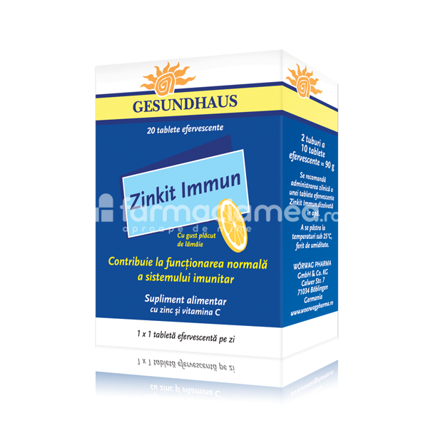 Imunitate - Zinkit Immun, 20 tablete efervescente, Worwag Pharma, farmaciamea.ro