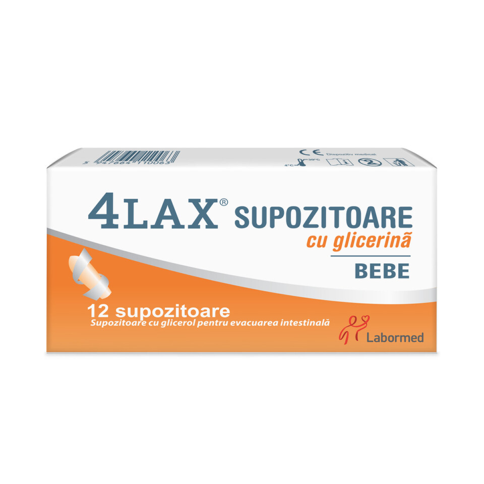 Mama si copilul - 4LAX BEBE SUPOZITOARE CU GLICERINA * 12 SUPOZITOARE, farmacom.ro