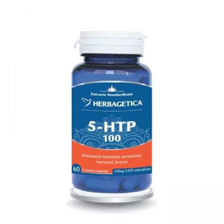 Vitamine si suplimente - 5-HTP 100 * 60 CPS HERBAGETICA, farmacom.ro