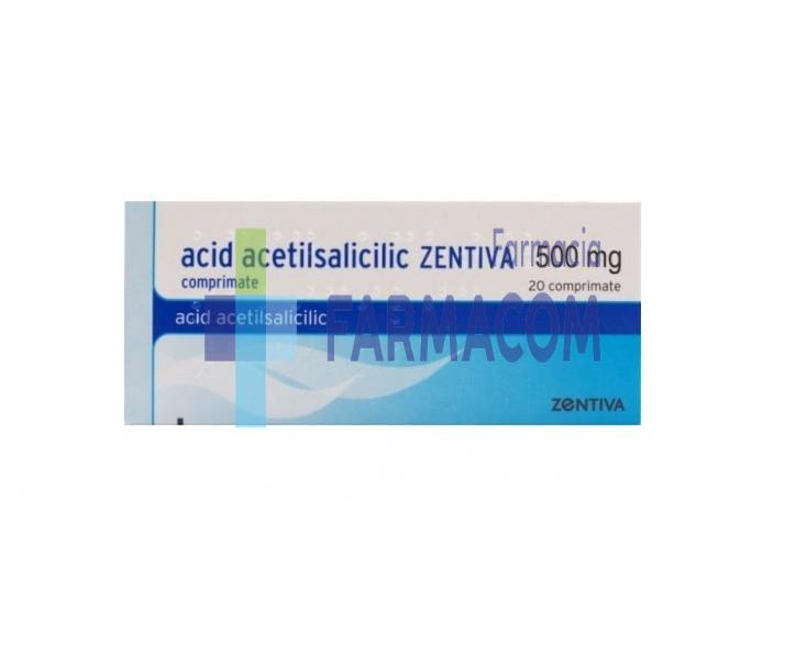 Medicamente fara reteta (OTC) - Acid Acetilsalicilic, 500 mg, 20 comprimate, Zentiva, farmacom.ro