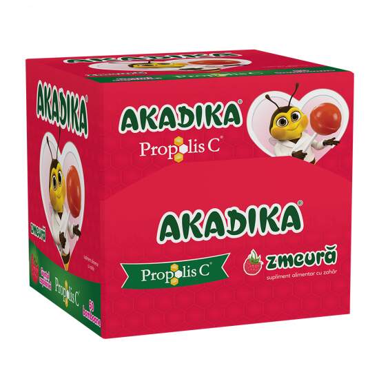 Vitamine si suplimente pentru imunitate - AKADIKA PROPOLIS C ZMEURA * 50 ACADELE, farmacom.ro