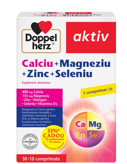 Vitamine si minerale - AKTIV CALCIU MAGNEZIU ZINC SELENIU * 30 COMPRIMATE +10 COMPRIMATE, DOPPELHERZ, farmacom.ro