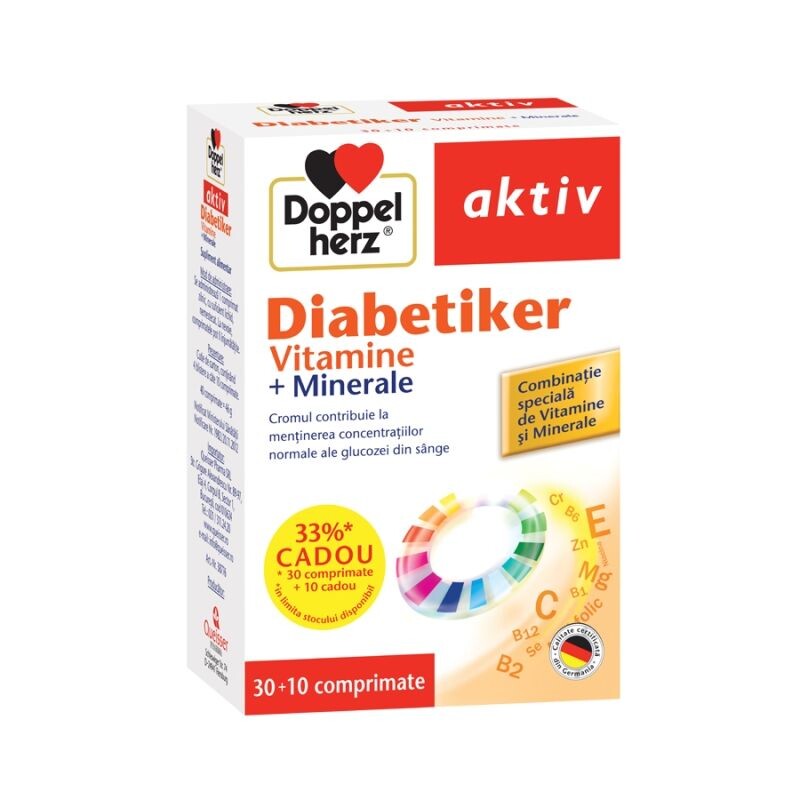 Suplimente diabet pentru scaderea glicemiei - AKTIV VITAMINE SI MINERALE PENTRU DIABETICI * 30 + 10 COMPRIMATE, DOPPELHERZ, farmacom.ro