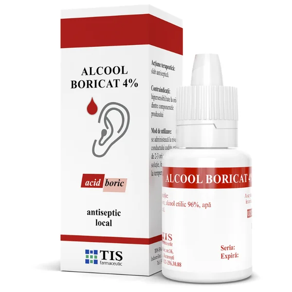 Suplimente alimentare - ALCOOL BORICAT 4% * 15 ML TIS, farmacom.ro