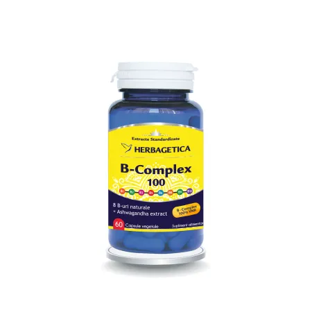 Suplimente, Produse naturiste, Vitamine si Minerale - B COMPLEX 100 * 60 CPS HERBAGETICA, farmacom.ro