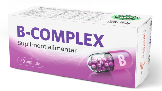 Suplimente alimentare Farmacom - Vitamina B complex, 30 capsule, Farmacom, farmacom.ro