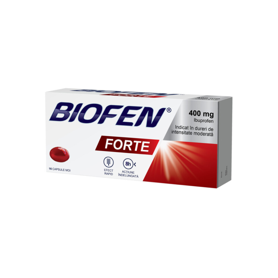 Medicamente fara reteta (OTC) - Biofen Forte 400 mg, 16 capsule, Biofarm, farmacom.ro
