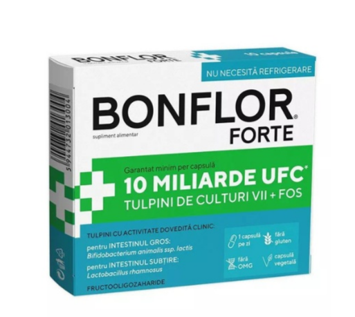 Probiotice, prebiotice - Bonflor Forte, 10 capsule, Fiterman, farmacom.ro