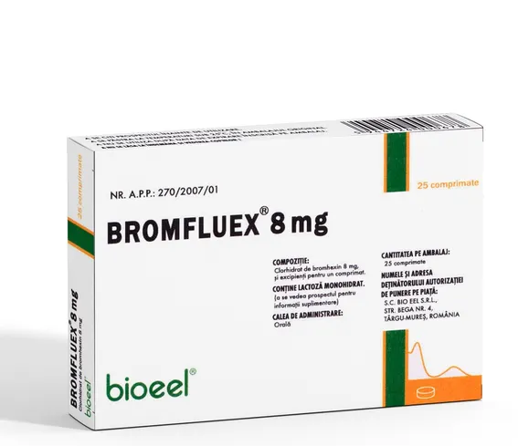 Medicamente fara reteta (OTC) - Bromfluex, 8 mg, 25 comprimate, Bioeel, farmacom.ro