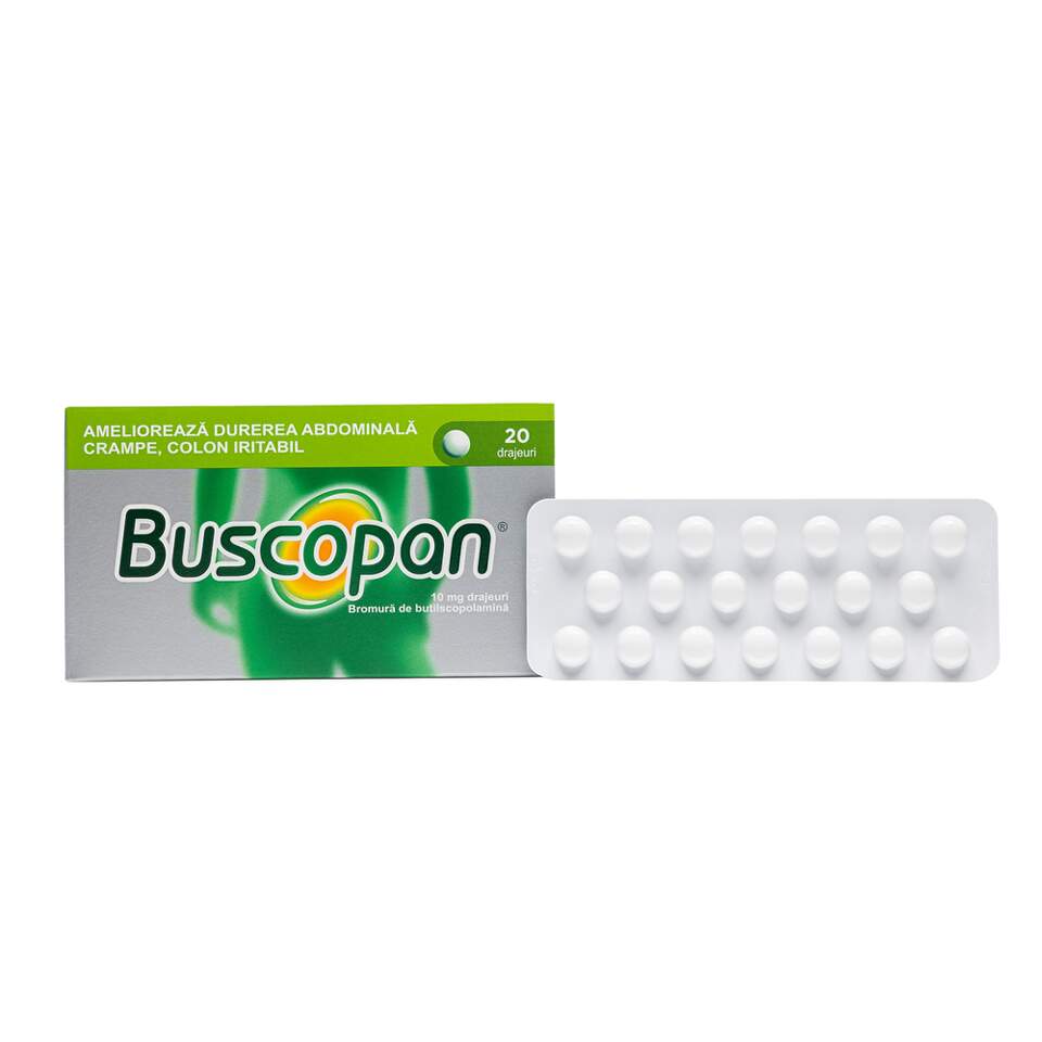 Medicamente fara reteta (OTC) - Buscopan, 10 mg, 20 drajeuri, Sanofi, farmacom.ro