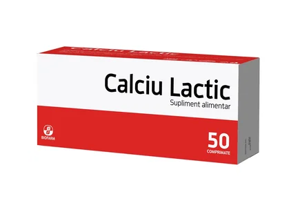 Vitamine si suplimente - CALCIU LACTIC * 20 CPR BIOFARM, farmacom.ro