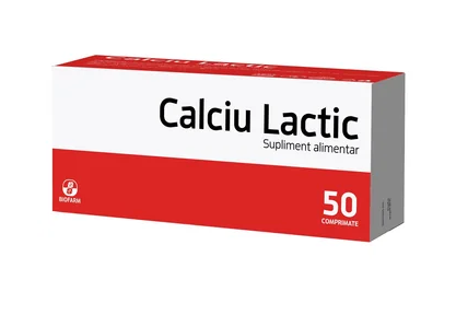 Vitamine si suplimente - CALCIU LACTIC * 50 CPR BIOFARM, farmacom.ro