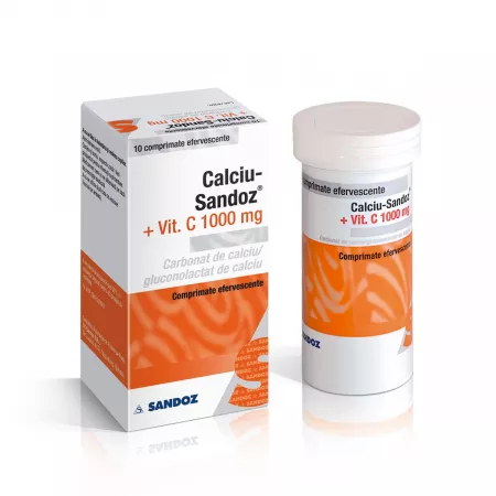 Vitamine si suplimente - CALCIU SANDOZ + VIT C * 10 CPR EFF 1000MG, farmacom.ro