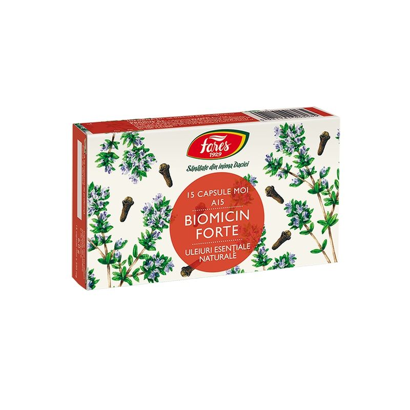 Raceala si gripa - Biomicin Forte A15, 15 capsule moi, Fares, farmacom.ro