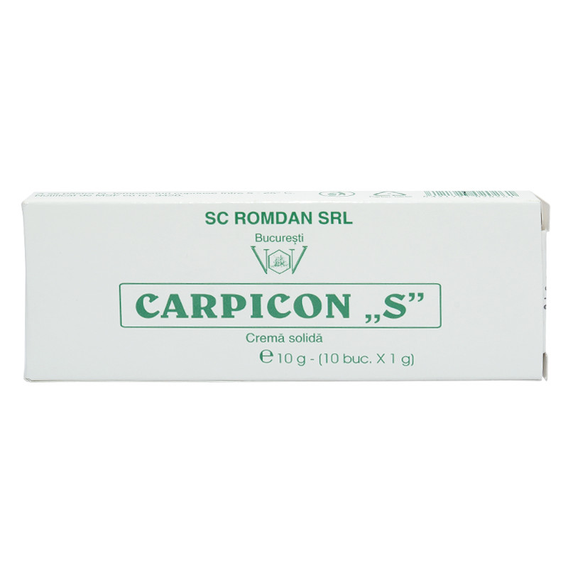 Afectiuni circulatorii si hemoroidale - CARPICON S CREMA SOLIDA 10 G * 10 SUPOZITOARE, farmacom.ro