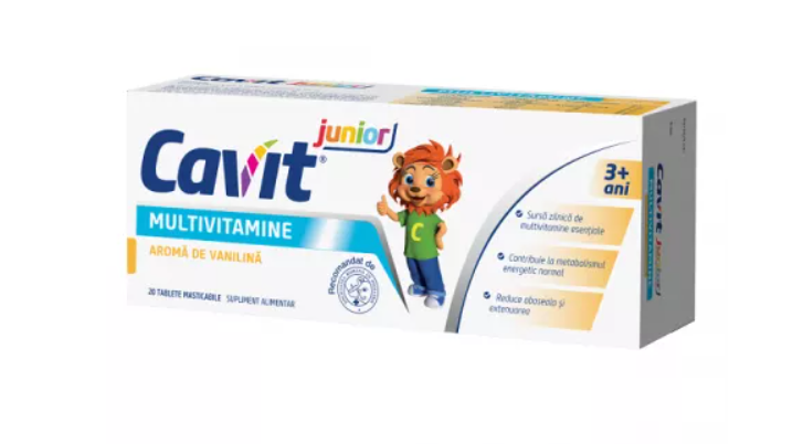 Vitamine si suplimente - CAVIT JUNIOR MULTIVITAMINE AROMA VANILINA * 20 TABLETE, farmacom.ro