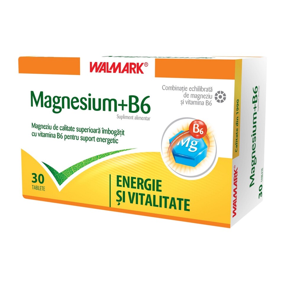 Vitamine si minerale - Magneziu + Vitamina B6, 30 tablete, Walmark, farmacom.ro
