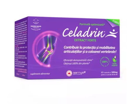 Afectiuni musculare si osoase - Celadrin Extract Forte, 500 mg, 60 capsule, Biopol, farmacom.ro