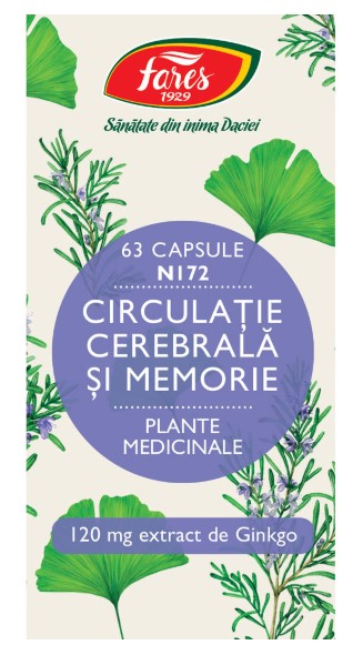 Vitamine si suplimente - Circulatie cerebrala si memorie N172, 63 capsule Fares, farmacom.ro