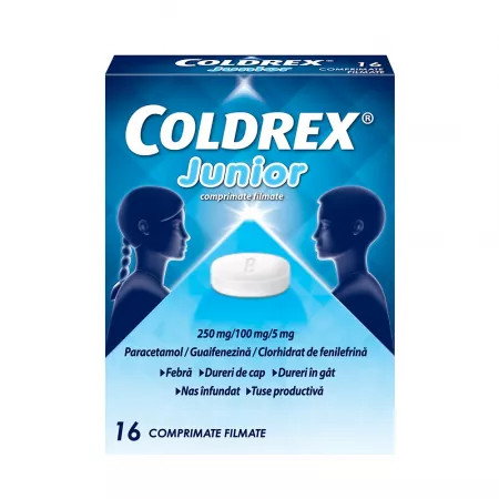 Medicamente fara reteta (OTC) - COLDREX JUNIOR 250 MG/100 MG/5 MG * 16 CPR FILM PERRIGO, farmacom.ro